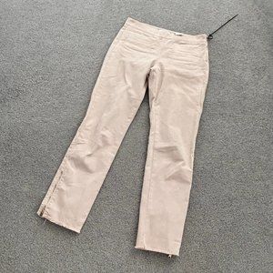 Dorothee Schumacher Beige Slim Pants with Ankle Zip and Raw Edges Size 2  - V478